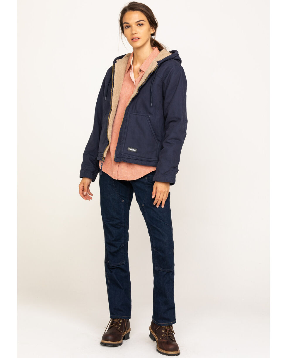 Fine Sherpa Lined Berne Ladies Washed Hooded Coat 
